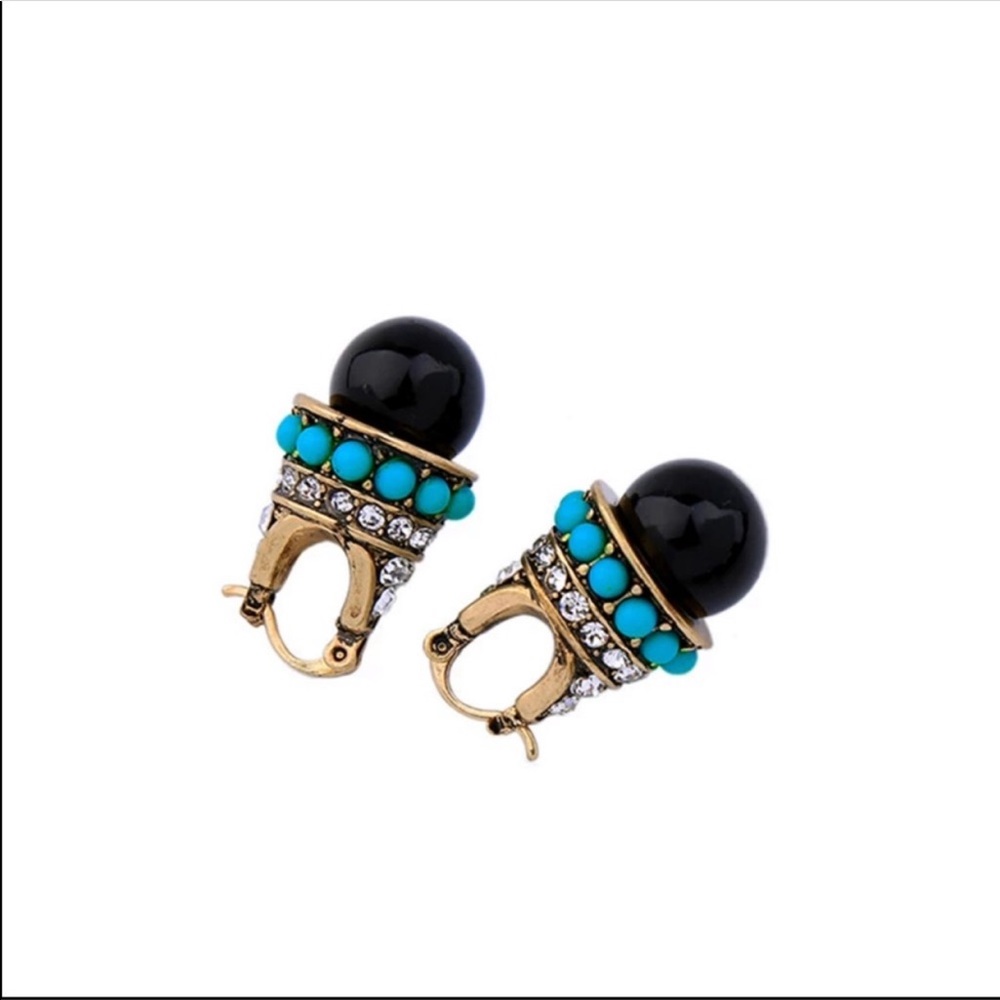 Zara Resin turquoise drop earrings - Picture 3 of 5